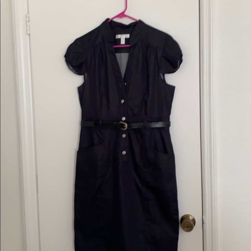 London Times Blue denim stretch dress w/belt
